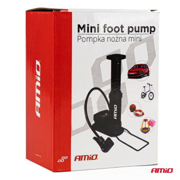 Pompka nożna MINI PU03 metalowa z manometrem AMIO--47538