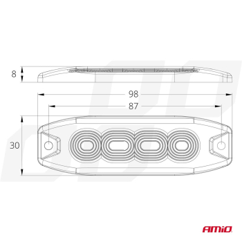 Lampa błyskowa ostrzegawcza płaska 4 LED R65 R10 1-47628