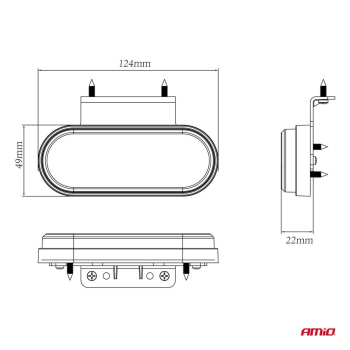 Lampa obrysowa LED OM-01-O owalna pomarańczowa AMI-48091