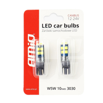 Żarówki LED W5W CANBUS 10SMD 3030 T10 12V 24V AMIO-48494