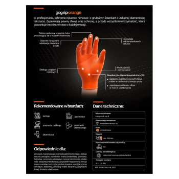Rękawice nitrylowe Mercator GoGrip Orange 50 sztuk-54150