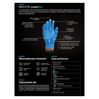 Rękawice nitrylowe niebieskie Mercator GoGrip Blue-54181