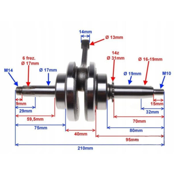 WAŁ KORBOWY ROMET ZETKA 4T CYLINDER PIONOWY 50cc-65529