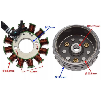 STATOR ISKROWNIK + KOŁO MAG. DO JUNAK 905 EURO4-71361
