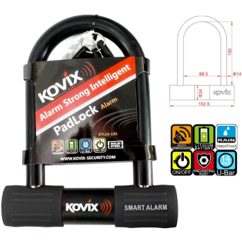 Kłódka U-Lock z alarmem KOVIX KTL14-150 czarna