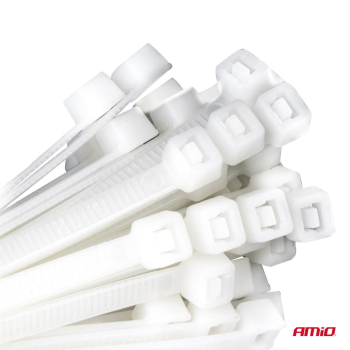 Opaski zaciskowe białe 2.5×150mm 100 szt. AMIO-043-82731