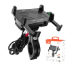 Uchwyt motocyklowy R10-metal USB QC czarny