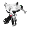 Uchwyt motocyklowy R10-metal USB QC sreb