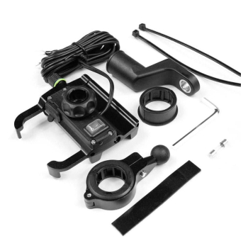 Uchwyt motocyklowy R10-metal USB QC czarny-83415