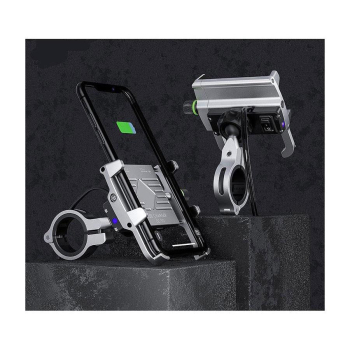 Uchwyt motocyklowy R10-metal USB QC sreb-83424