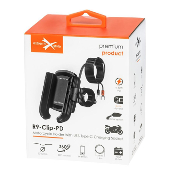 Uchwyt motocyklowy z ładowaniem R9-Clip-PD-83634