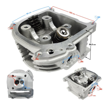 Głowica Moretti skuter 4T 80cc 139QMB długie zawor