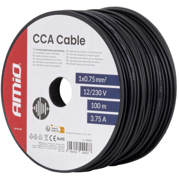 Przewód jednożyłowy czarny Cable CCA 1x0.75mm2 100