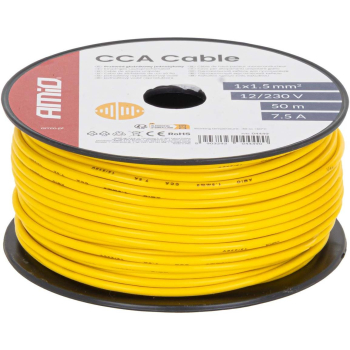 Przewód jednożyłowy żółty CCA 1x1.5mm2 50m 7.5A 12-96706