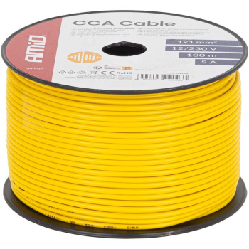 Przewód jednożyłowy żółty CCA 1x1mm2 100m 5A 12/23-96708